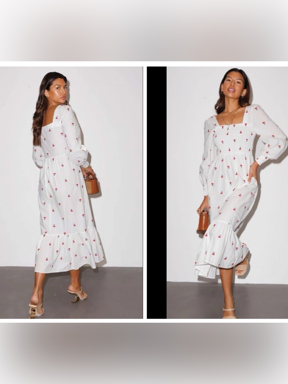 Never Fully Dressed Smoked Dress White Cherry  2  Whimsy Milkmade Cottagecore